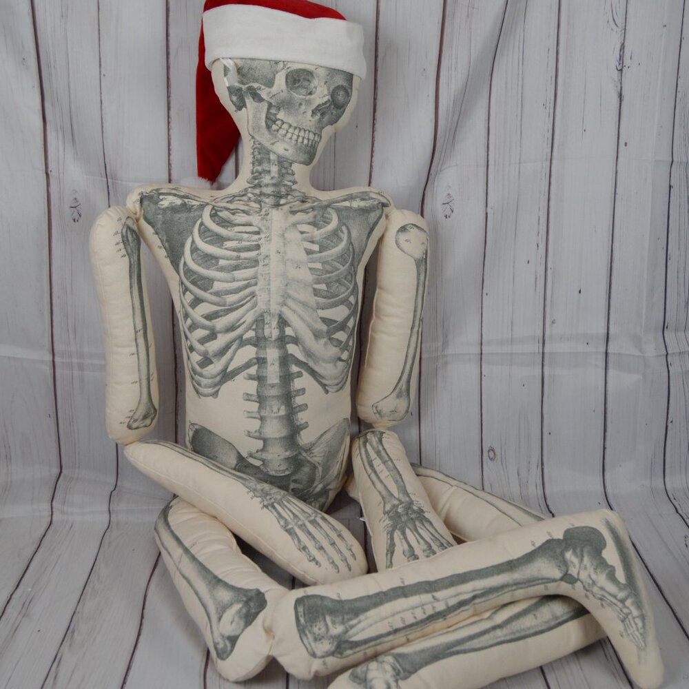 NEW LARGE John Derian x Target CHRISTMAS XMAS SANTA Stuffed Skeleton Pillow 63” - Picture 3 of 14